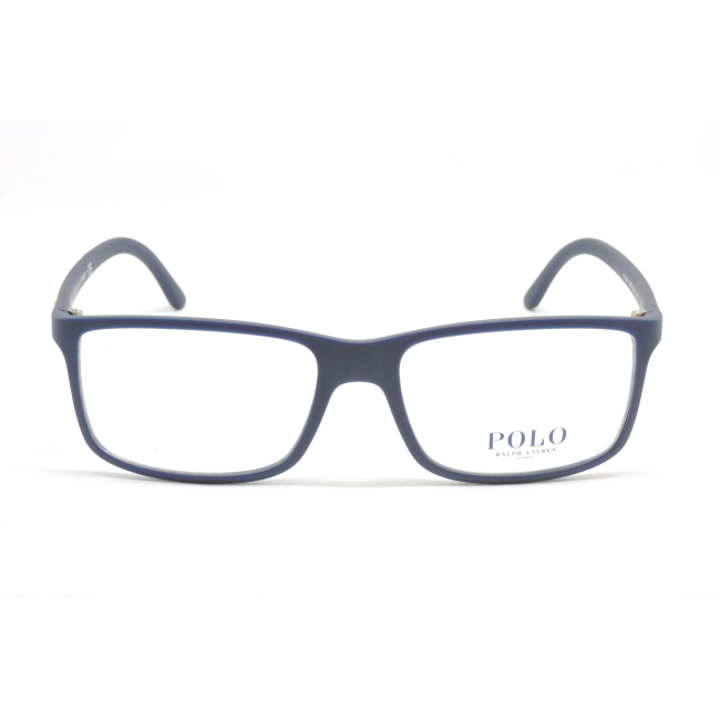 Polo Ralph Lauren PH 2126 col. 5506 è una montatura da vista in acetato blu satinato e calibro 55.