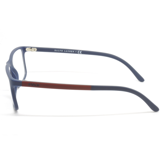 Polo Ralph Lauren PH 2126 col. 5506 è una montatura da vista in acetato blu satinato e calibro 55.