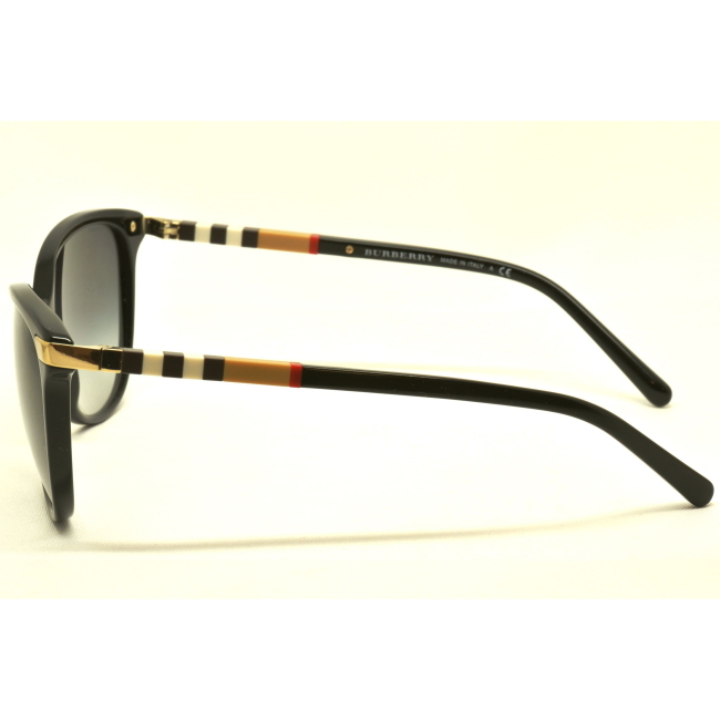 Burberry B 4216 col. 3001/8G è un occhiale da sole da donna in acetato nero lucido, dalla forma cat eye e calibro 57.