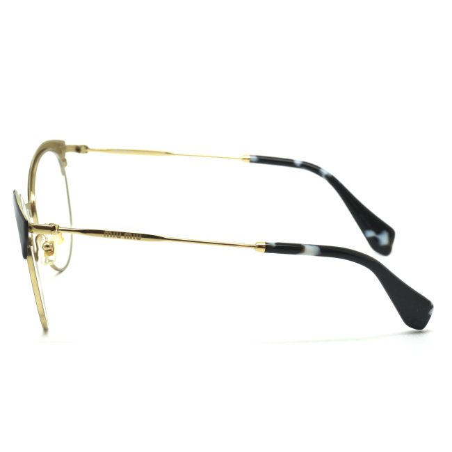 Miu Miu VMU 50P col. 1AB-1O1 è una montatura da vista in metallo oro e calibro 54.