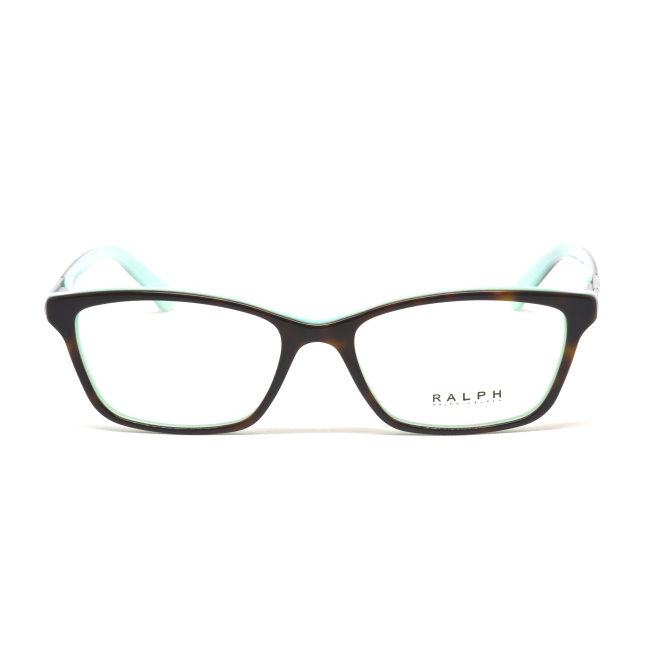 Ralph RA 7044 col. 601 è una montatura da vista in acetato marrone tartarugato interno celeste e calibro 52.