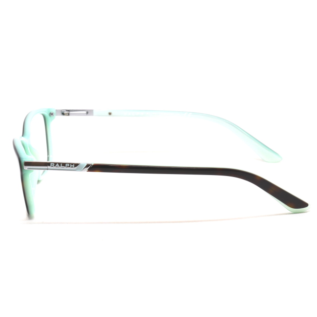 Ralph RA 7044 col. 601 è una montatura da vista in acetato marrone tartarugato interno celeste e calibro 52.