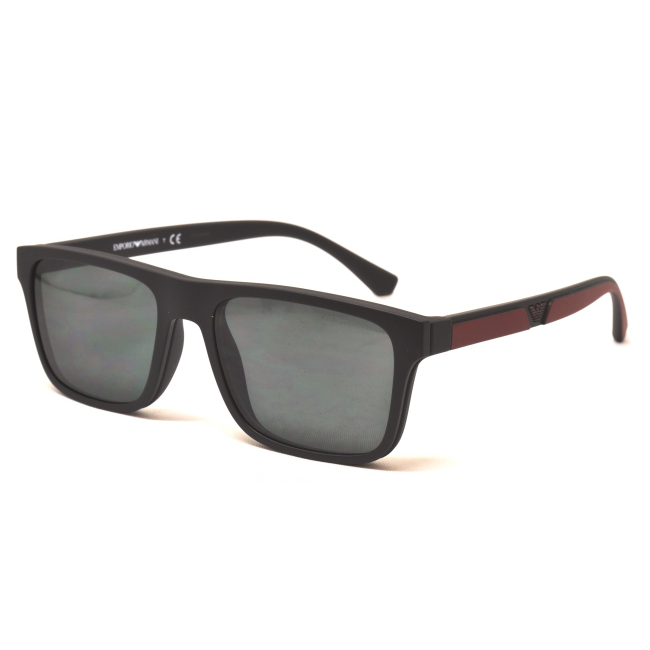 Emporio Armani EA 4115 col. 5042/1W è un occhiale da sole da uomo in acetato nero satinato, dalla forma rettangolare e calibro 54.