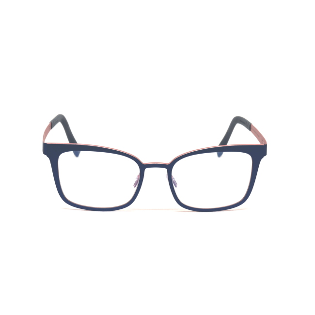 BLACKFIN BF 879 BAYSIDE col. 1079 è una montatura da vista in titanio blu notte interno rosa e calibro 50.