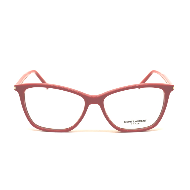 Saint Laurent SL 259 col. 003 è una montatura da vista in acetato rosso e calibro 53.