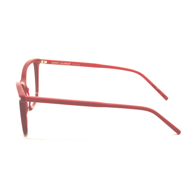 Saint Laurent SL 259 col. 003 è una montatura da vista in acetato rosso e calibro 53.