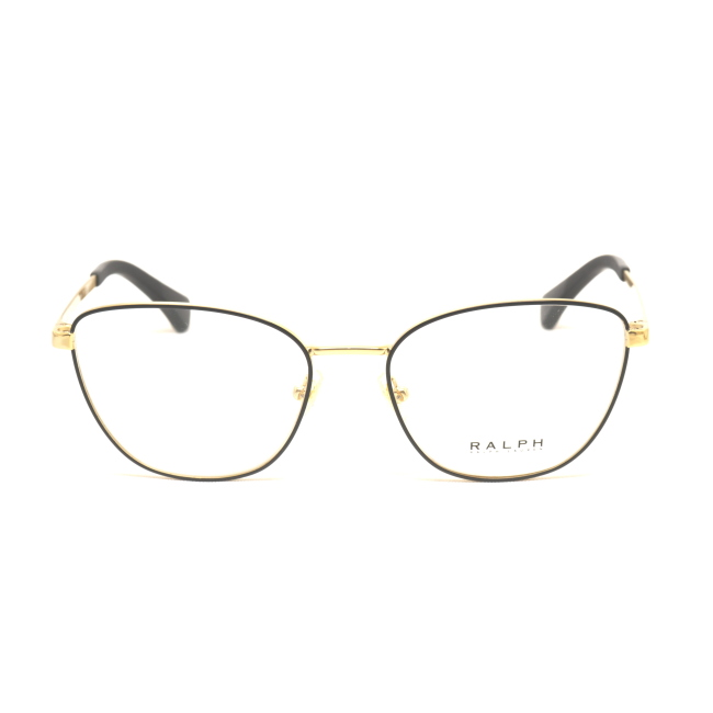 Ralph RA 6046 col. 9391 è una montatura da vista in metallo oro con ciliare smaltato nero e calibro 53.