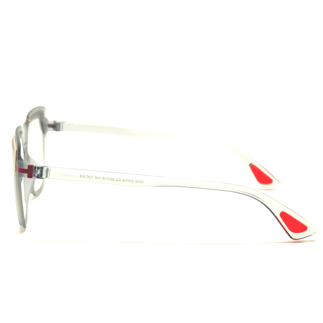 Airdp Style ESTIA col. C4 è una montatura da vista in acetato grigio opaco con aste lucide e calibro 53.