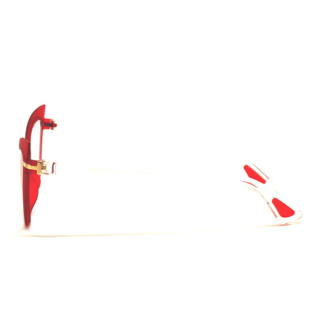 Airdp Style FRANCY col. C4 è un occhiale da sole in acetato rosso satinato con asta trasparente lucida e calibro 51.