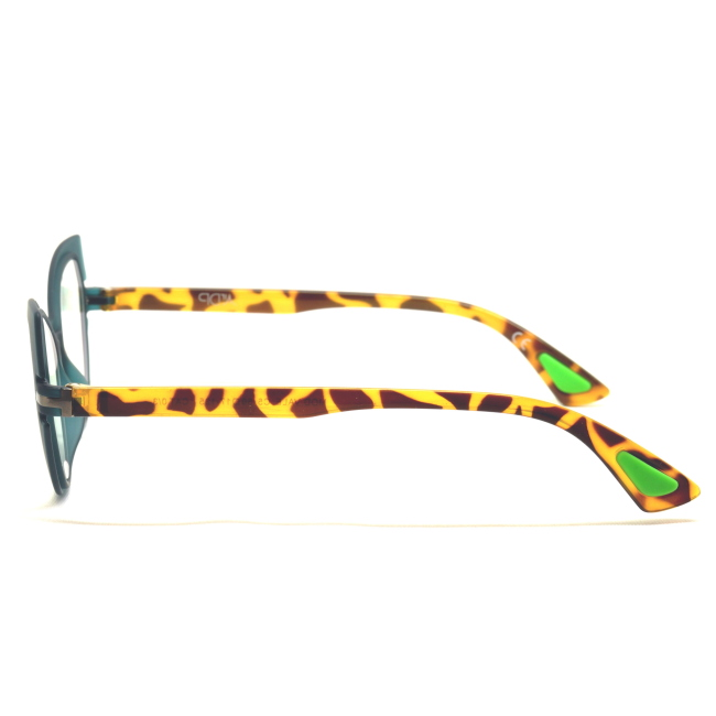 Airdp Style VALE col. C5 è una montatura da vista in acetato verde satinata con asta lucida tartarugata e calibro 50.