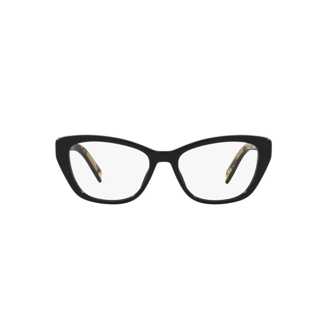 Prada SPR 19W col. 1AB-1O1 è una montatura da vista da donna in acetato nero lucido, dalla forma cat eye e calibro 53.