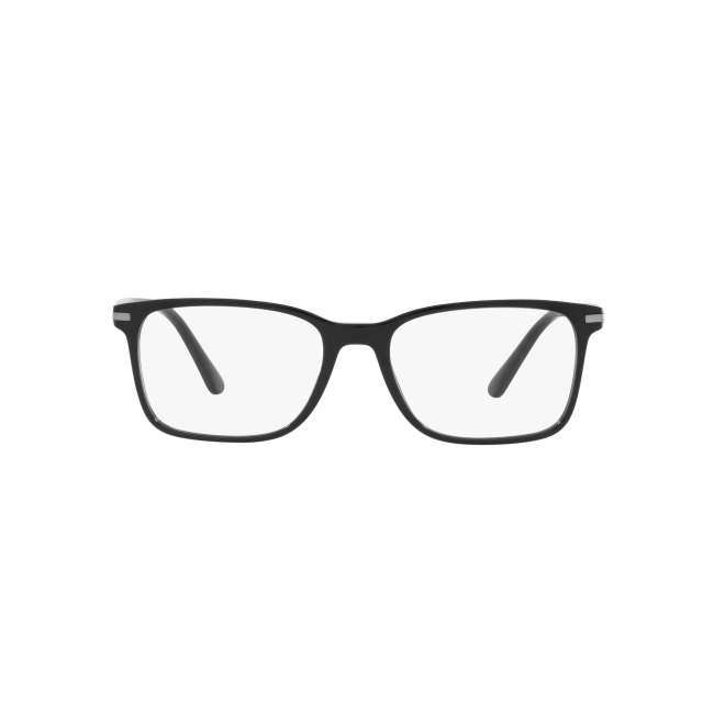 Prada VPR 14W col. 1AB-1O1 è una montatura da vista da uomo in acetato nero lucido, dalla forma rettangolare e calibro 56.