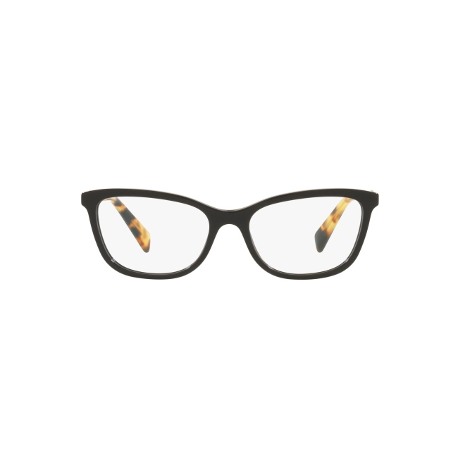 Prada VPR 02Y col. 1AB-1O1 è una montatura da vista in acetato nero lucido e calibro 54.
