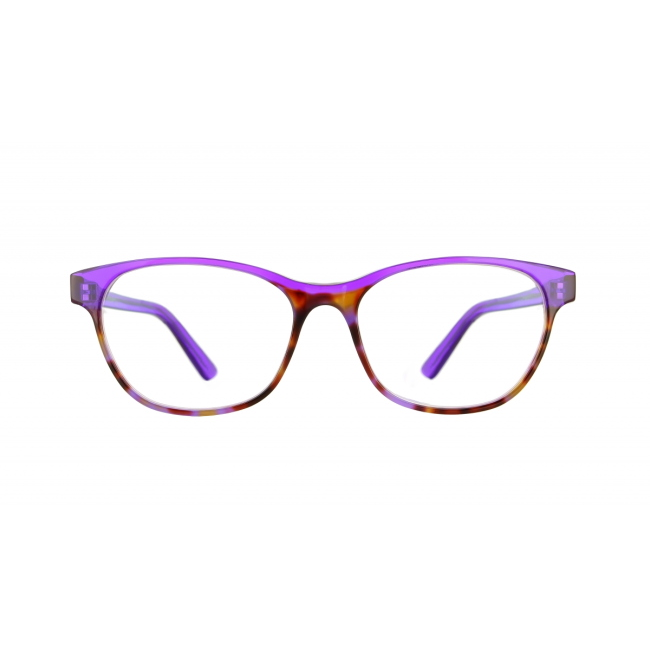 Vanni Eyewear V6815 col. A505 è una montatura da vista in acetato viola trasparente, viola tartarugato e calibro 53.