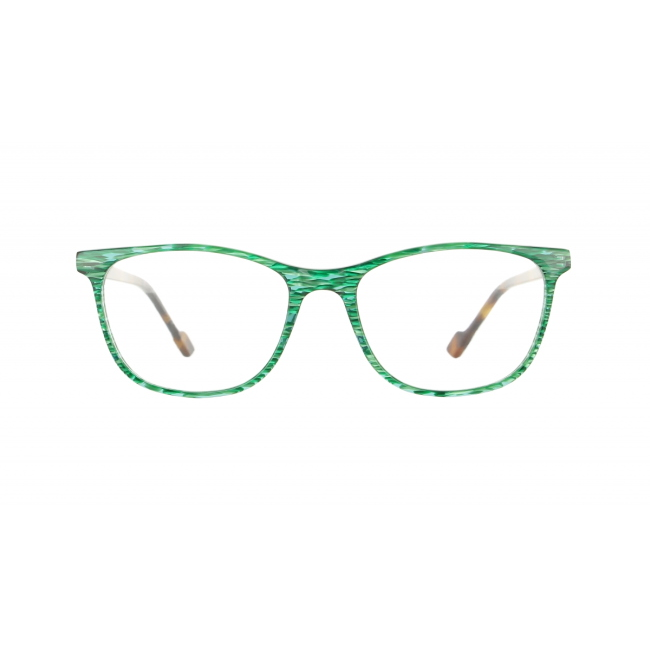 Vanni Eyewear V1374 col. A590 è una montatura da vista in acetato verde striato e calibro 51.