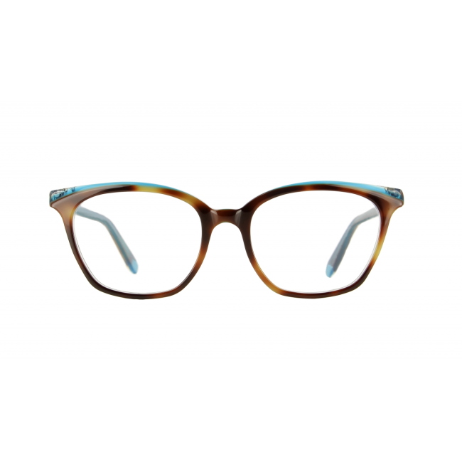Vanni M140 col. A64 è una montatura da vista in acetato marrone tartarugato, blu scuro e calibro 49.