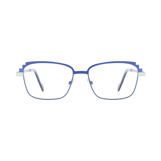 Vanni Eyewear V6241 col. C44 è una montatura da vista in metallo blu e azzurro opaco e calibro 53.