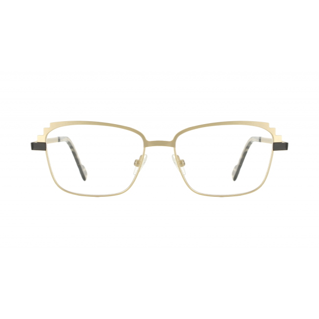 Vanni Eyewear V6241 col. C16 è una montatura da vista in metallo opaco oro pallido e nero e calibro 53.