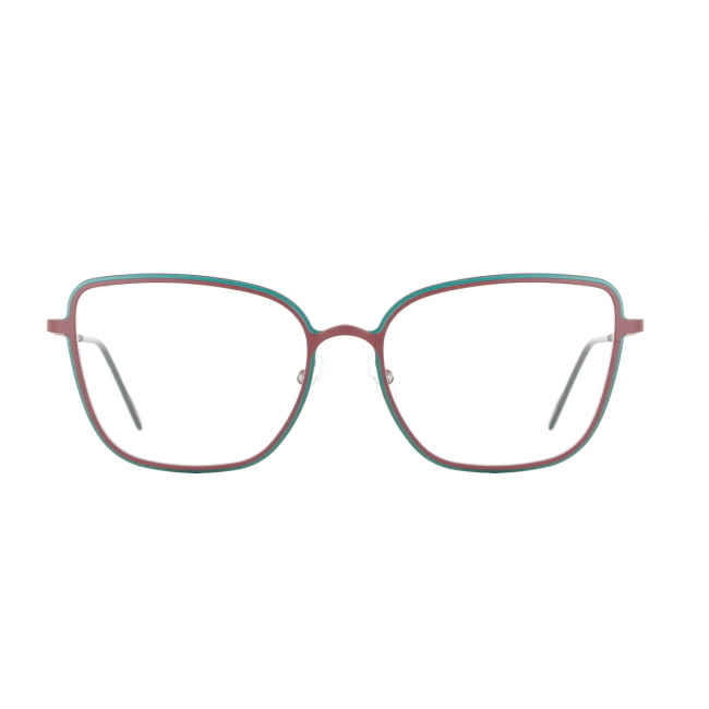Vanni Eyewear V4234 col. C198 è una montatura da vista in metallo opaco bordeaux e verde e calibro 55.