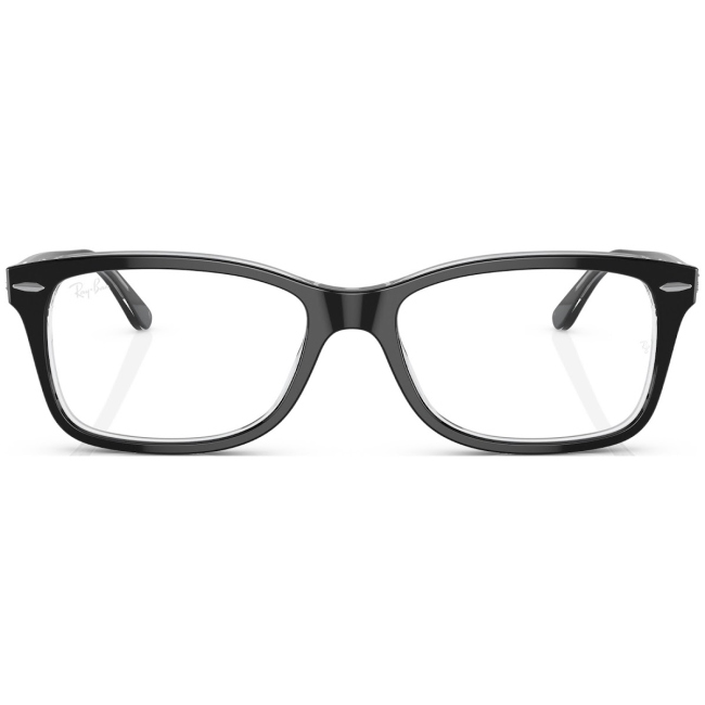 Ray-Ban RB 5428 col. 2034 è una montatura da vista in acetato nero interno trasparente e calibro 55.