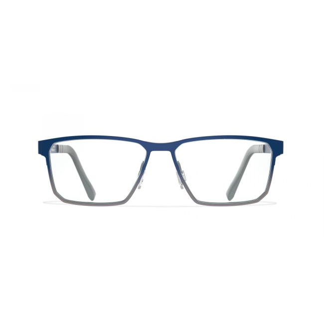 BLACKFIN BF 991 WESTHAMPTON col. 1426 è una montatura da vista in titanio blu notte che sfuma grigio e calibro 56.