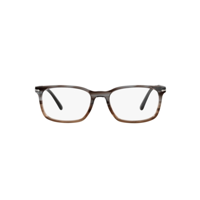 Persol 3189 V col. 1137 è una montatura da vista da uomo in acetato grigio sfumato marrone striato, dalla forma squadrata e calibro 55.