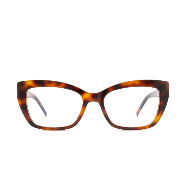 Saint Laurent SL M117 col. 002 è una montatura da vista da donna in acetato marrone tartarugato e calibro 53.