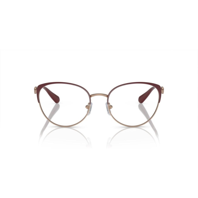 Emporio Armani EA 1150 col. 3268 è una montatura da vista da donna in metallo oro rosa e celluloide bordeaux lucido, dalla forma cat eye e calibro 53.