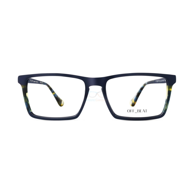 Polar OFF_BEAT 09 col. 20 è una montatura da vista in acetato blu con particolari effetto marmo blu e giallo e calibro 56.