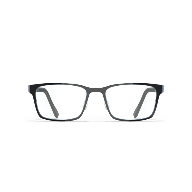 BLACKFIN BF 912 KALDBAK col. 1374 è una montatura da vista in titanio nero lucido e blu metallizzato e calibro 54.