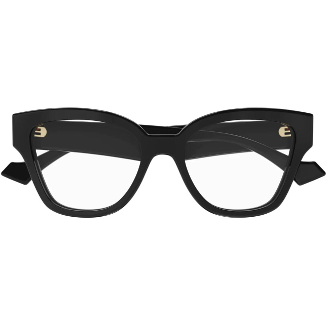 Gucci GG 1424 O col. 005 è una montatura da vista da donna in acetato nero lucido e calibro 54.