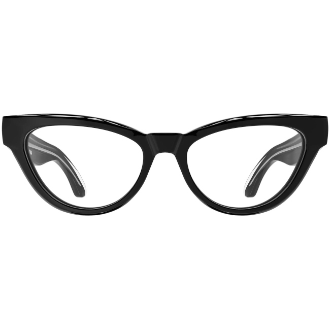 Balenciaga BB 0241 O col. 001 è una montatura da vista in acetato nero lucido e calibro 53.