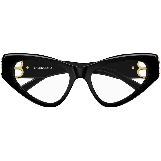 Balenciaga BB 0313 O col. 001 è una montatura da vista in acetato nero lucido e calibro 54.