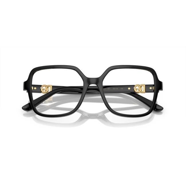 Dolce & Gabbana DG 5105-U col. 501 è una montatura da vista da donna in acetato nero lucido, dalla forma squadrata e calibro 55.