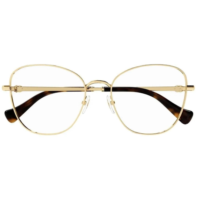 Gucci GG 1418 O col. 001 è una montatura da vista in metallo oro e calibro 55.