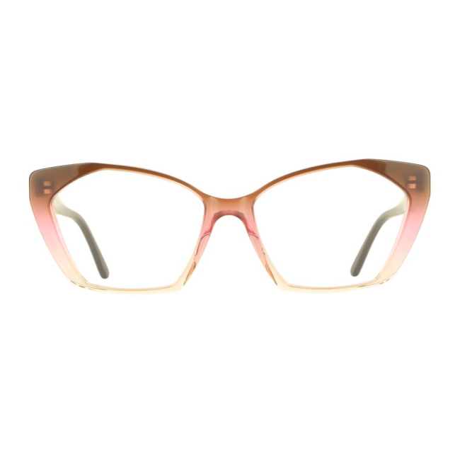 Vanni V 6812 col. A68 è una montatura da vista in acetato marrone che sfuma rosa e calibro 55.
