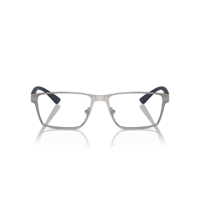 Emporio Armani EA 1157 col. 3003 è una montatura da vista da uomo in metallo canna di fucile e celluloide blu satinato, dalla forma rettangolare e calibro 55.