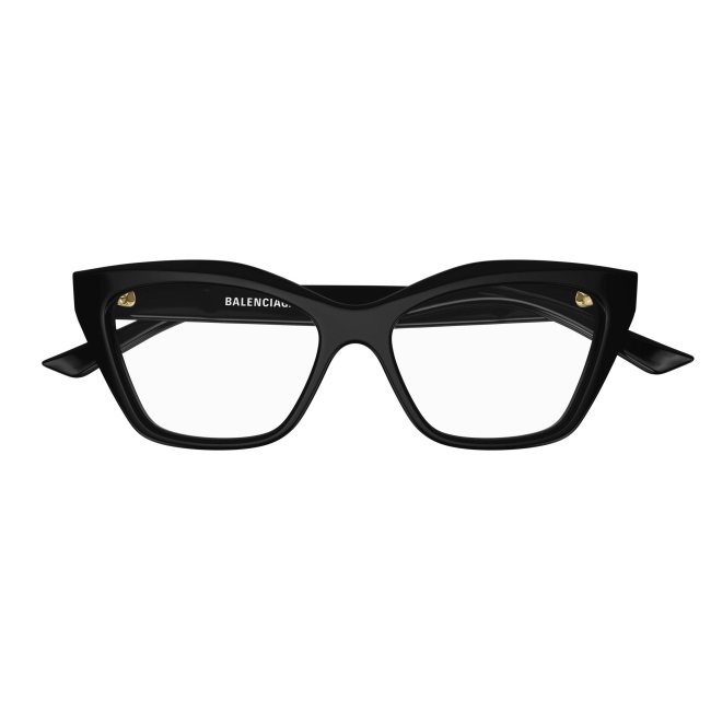Balenciaga BB 0342 O col. 005 è una montatura da vista in acetato nero lucido e calibro 55.