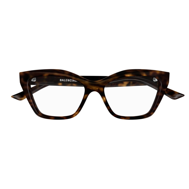 Balenciaga BB 0342 O col. 006 è una montatura da vista in acetato marrone tartarugato e calibro 55.