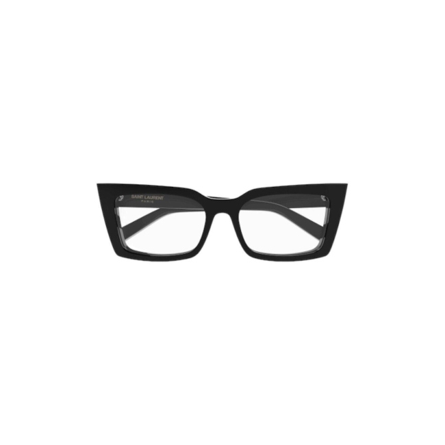 Saint Laurent SL 554 col. 001 è una montatura da vista da donna in acetato nero lucido e calibro 54.