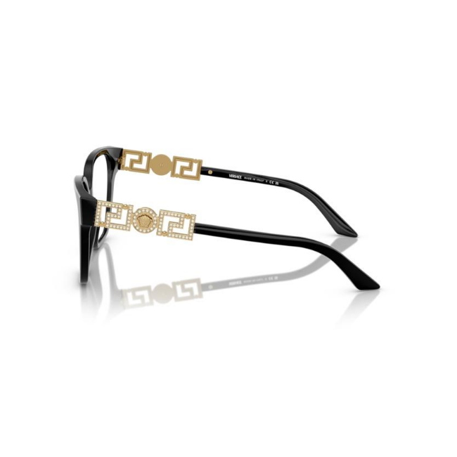 Versace VE 3358-B col. GB1 è una montatura da vista da donna in acetato nero lucido, dalla forma irregolare e calibro 54.