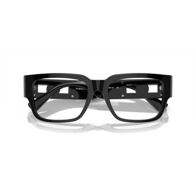 Versace VE 3350 col. 5360 è una montatura da vista da uomo in acetato nero lucido, dalla forma squadrata e calibro 55.
