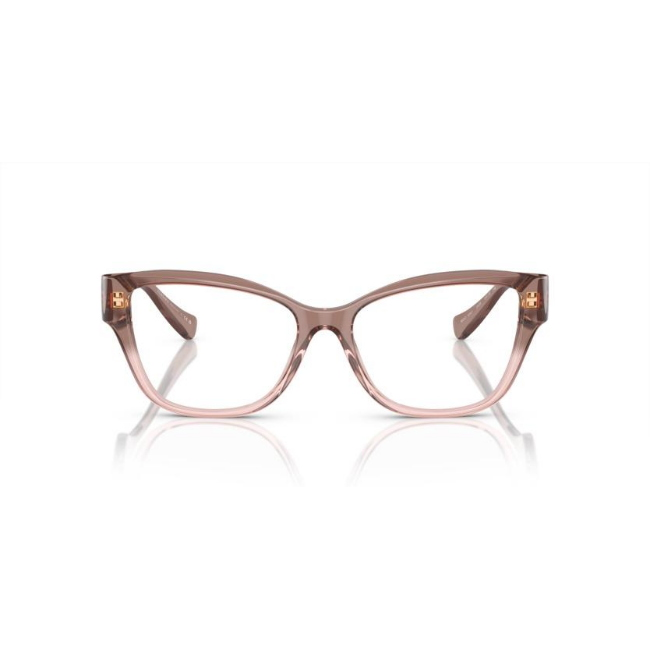 Versace VE 3347 col. 5435 è una montatura da vista da donna in acetato rosa trasparente, dalla forma pillow e calibro 54.