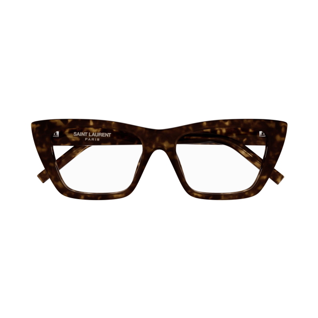 Saint Laurent SL 276 MICA OPT col. 004 è una montatura da vista da donna in acetato marrone tartarugato e calibro 53.
