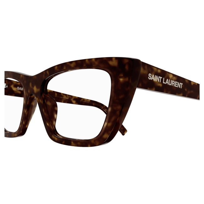 Saint Laurent SL 276 MICA OPT col. 004 è una montatura da vista da donna in acetato marrone tartarugato e calibro 53.