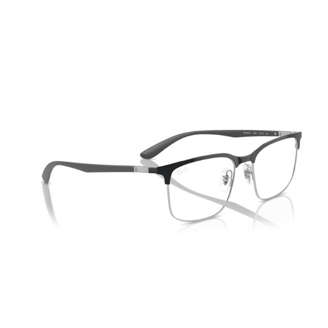 Ray-Ban RB 6518 VISTA col. 3163 è una montatura da vista in metallo nero su argento con aste grigie e calibro 55.