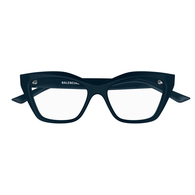 Balenciaga BB 0342O col. 008 è una montatura da vista in acetato blu e calibro 55.