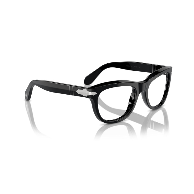 Persol PO 0086-V col. 95 è una montatura da vista da donna in acetato nero lucido, dalla forma pillow e calibro 54.
