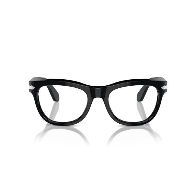 Persol PO 0086-V col. 95 è una montatura da vista da donna in acetato nero lucido, dalla forma pillow e calibro 54.