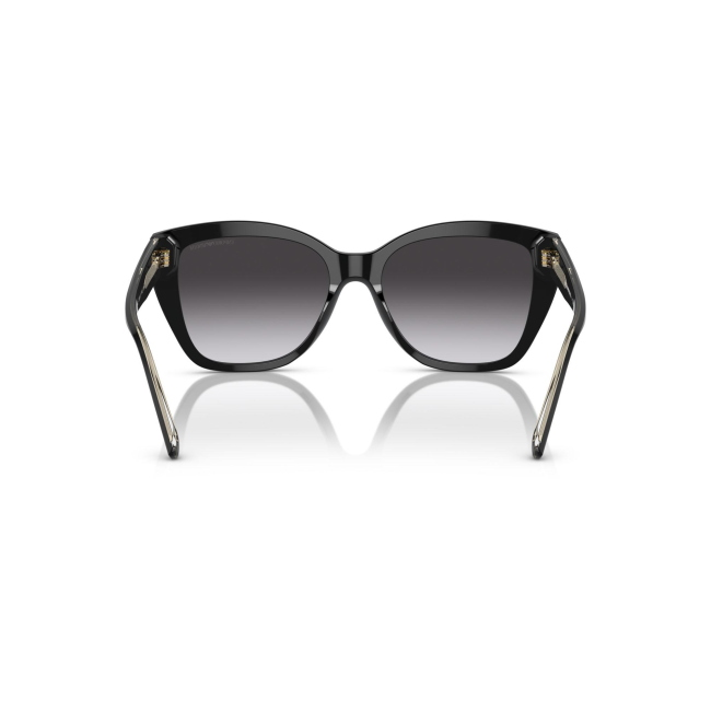 Emporio Armani EA 4198 col. 5017/8G è un occhiale da sole da donna in acetato nero lucido, dalla forma cat eye e calibro 55.